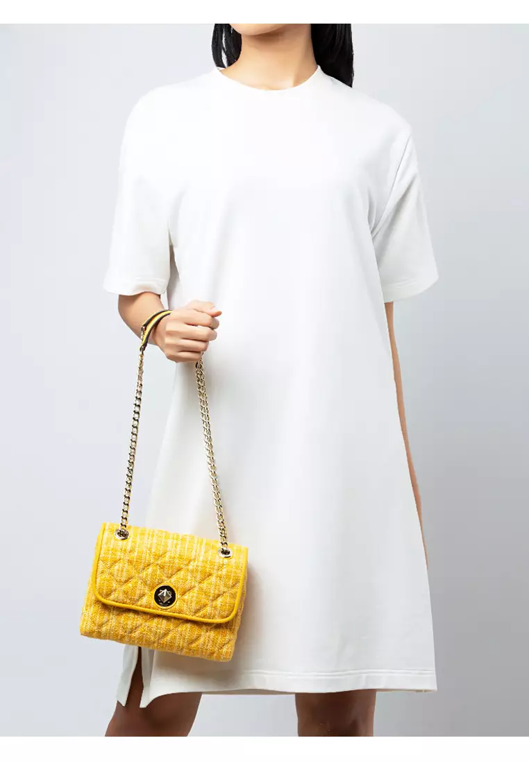 Natalia Tweed Small Flap Crossbody - Mango