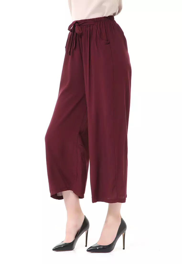 Stella Celana Panjang Casual Wanita Kulot Loose Pants Homewear Material Rayon ORIGINAL - Maroon