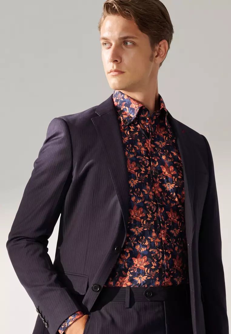 Midnight Blue Pinstripe Tailored Suit