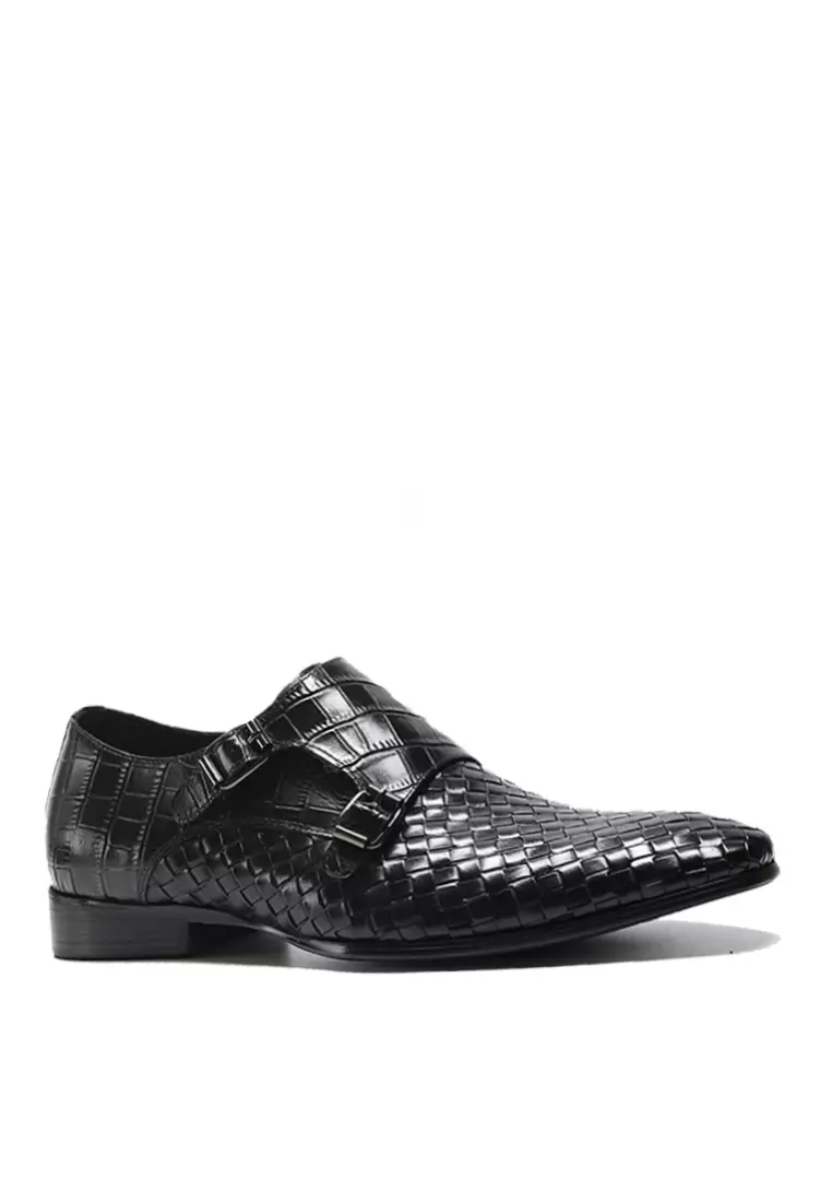 Braided crocodile double-button monk Footwear