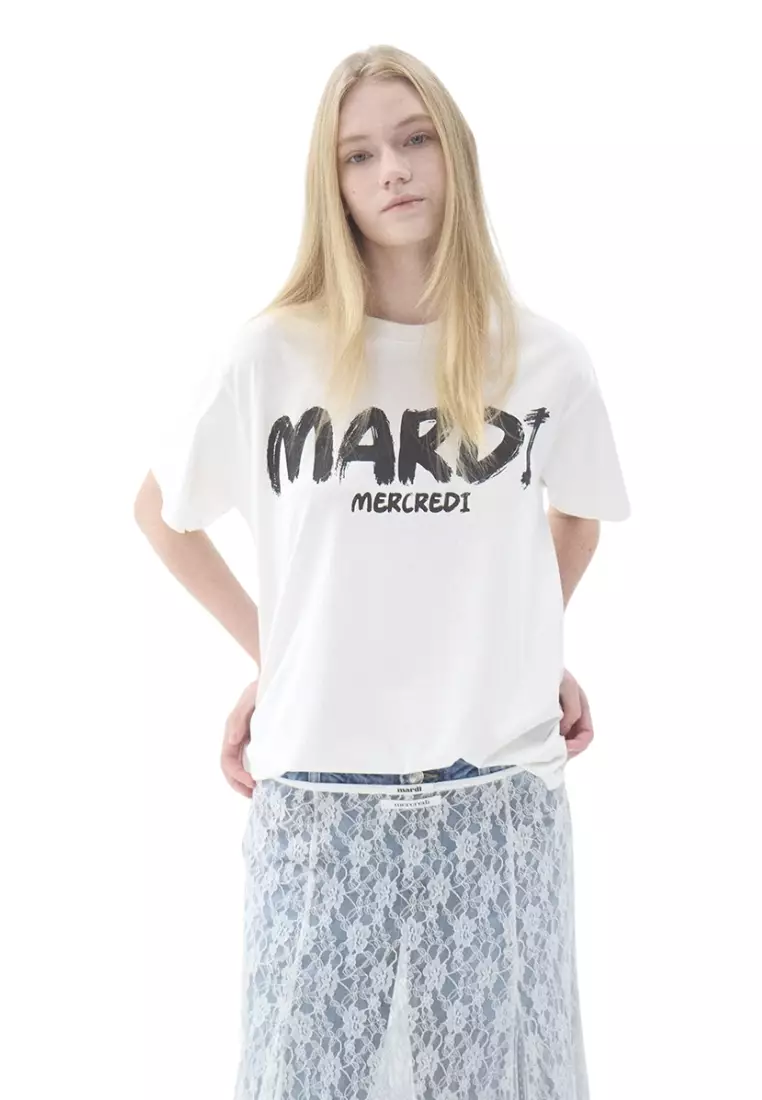 Tshirt Brush Logo Contrast - Ivory Black