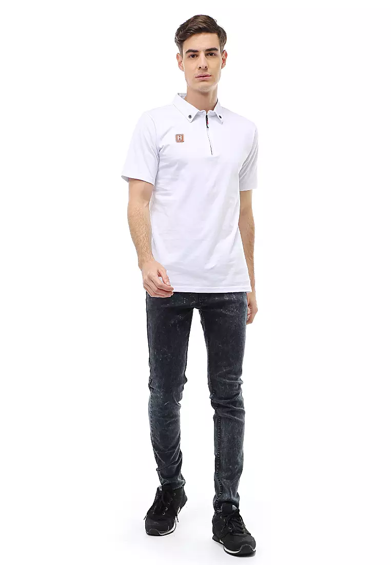 Jack Atasan Casual Pria T-Shirt Kaos Polo Resleting Short Sleeve Material Cotton ORIGINAL