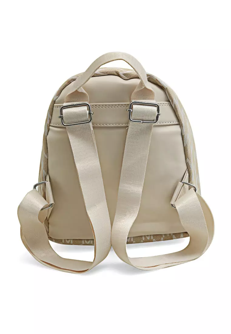 Cellyn Tas Ransel Mini Wanita Motif Batik Large Compartment Material Leather ORIGINAL - Beige