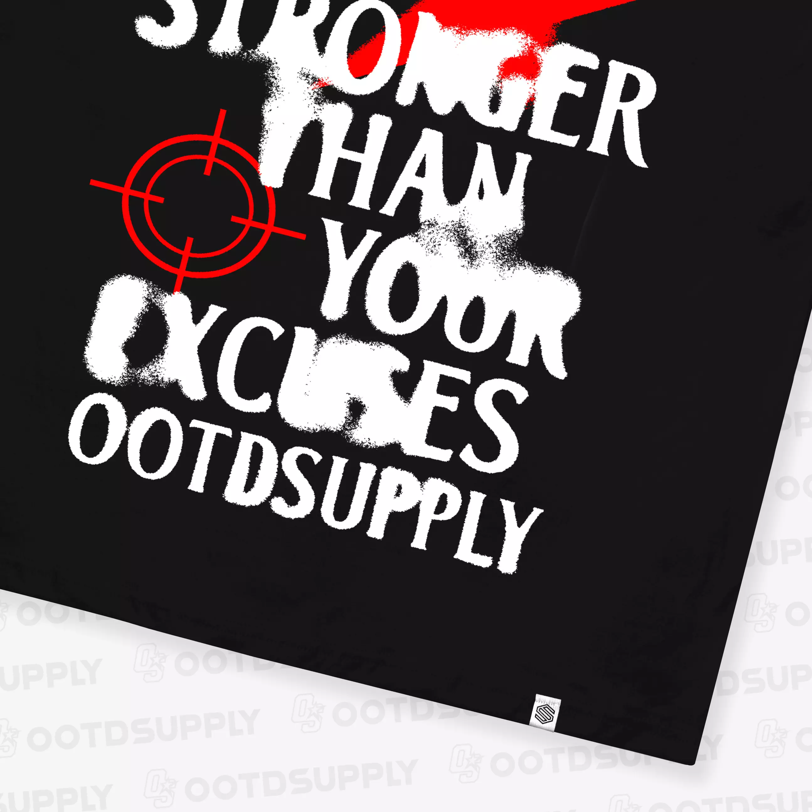 OOTDSUPPLY Boxy Fit Oversize Be Stronger Black & White l Tshirt Boxyfit l Kaos Boxy OVZB009