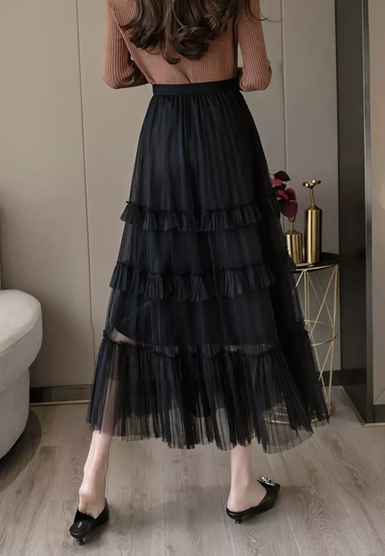 Net ruffle skirt top online