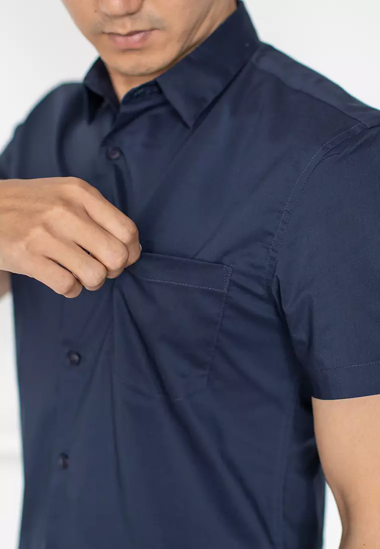 Kemeja Tangan Pendek Formal Stretch Oxcon Navy