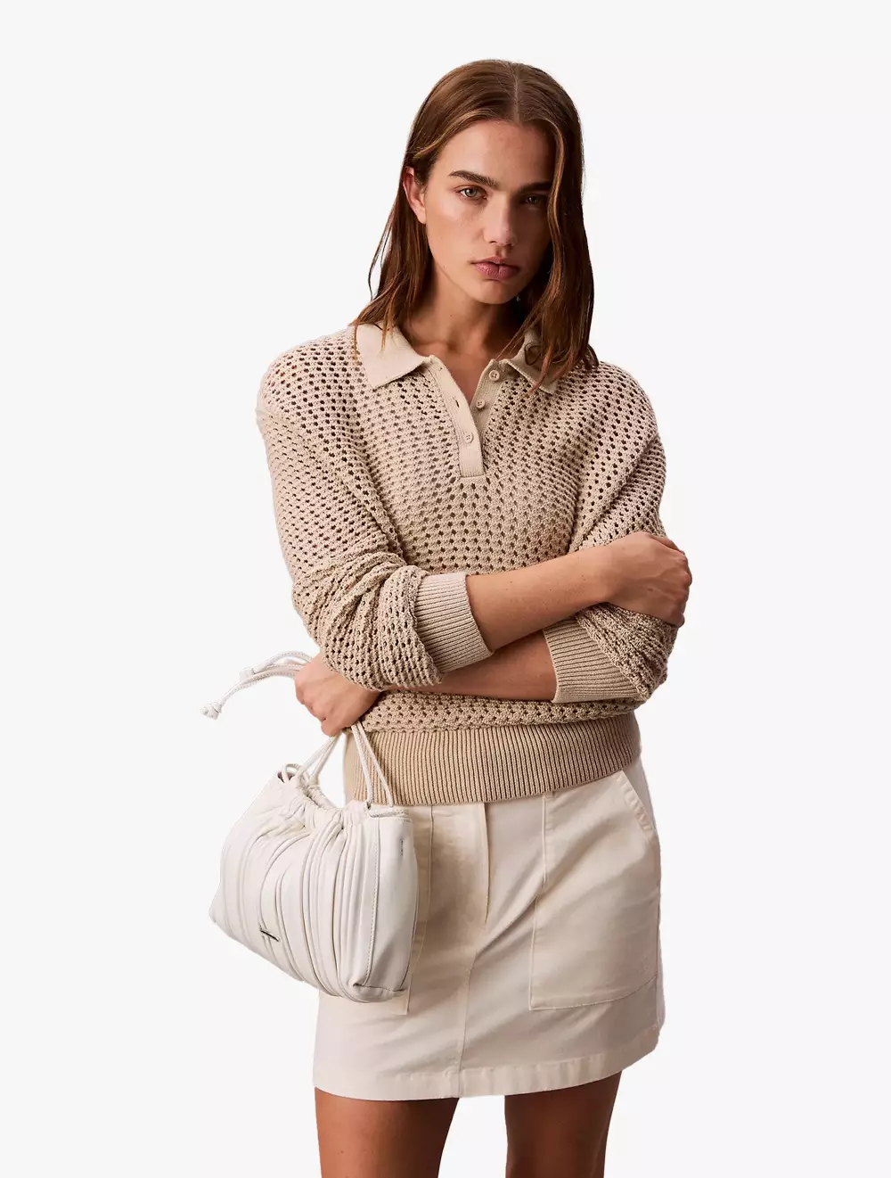 Calvin Klein Plisse Drawstring Crossbody Bag