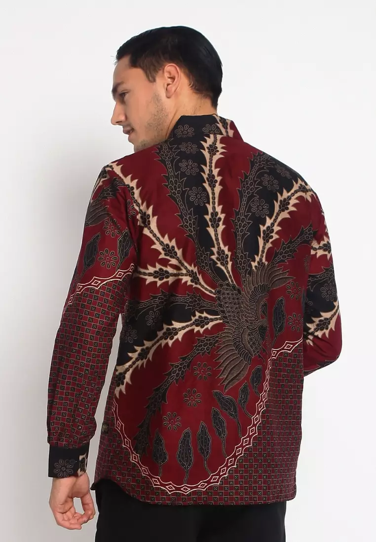 Resi Abyasa Red Kemeja Batik Pria Premium Slimfit Modern Lengan Panjang