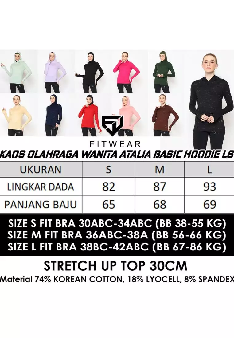 Fitwear - Kaos Olahraga Wanita ATALIA BASIC HOODIE LS - FUSCHIA