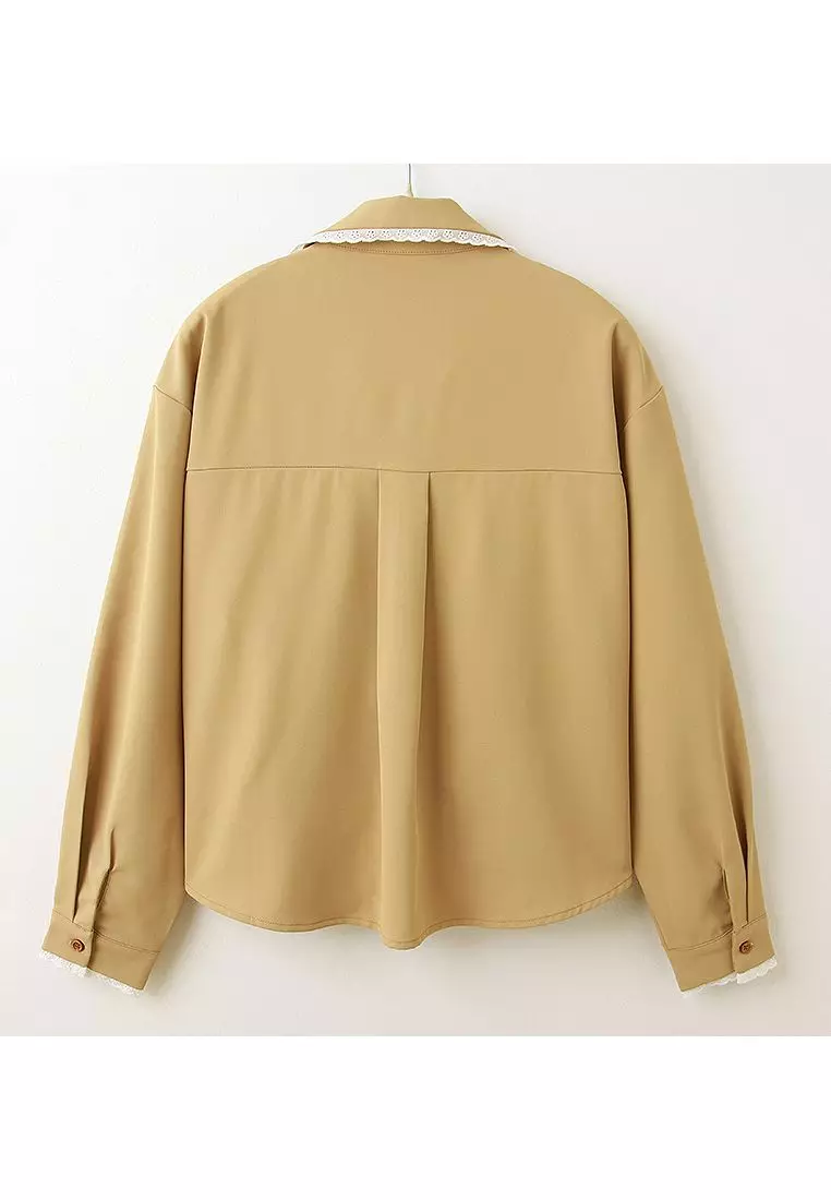 Two-Way Lace Trimmed Blouse [AB19796]