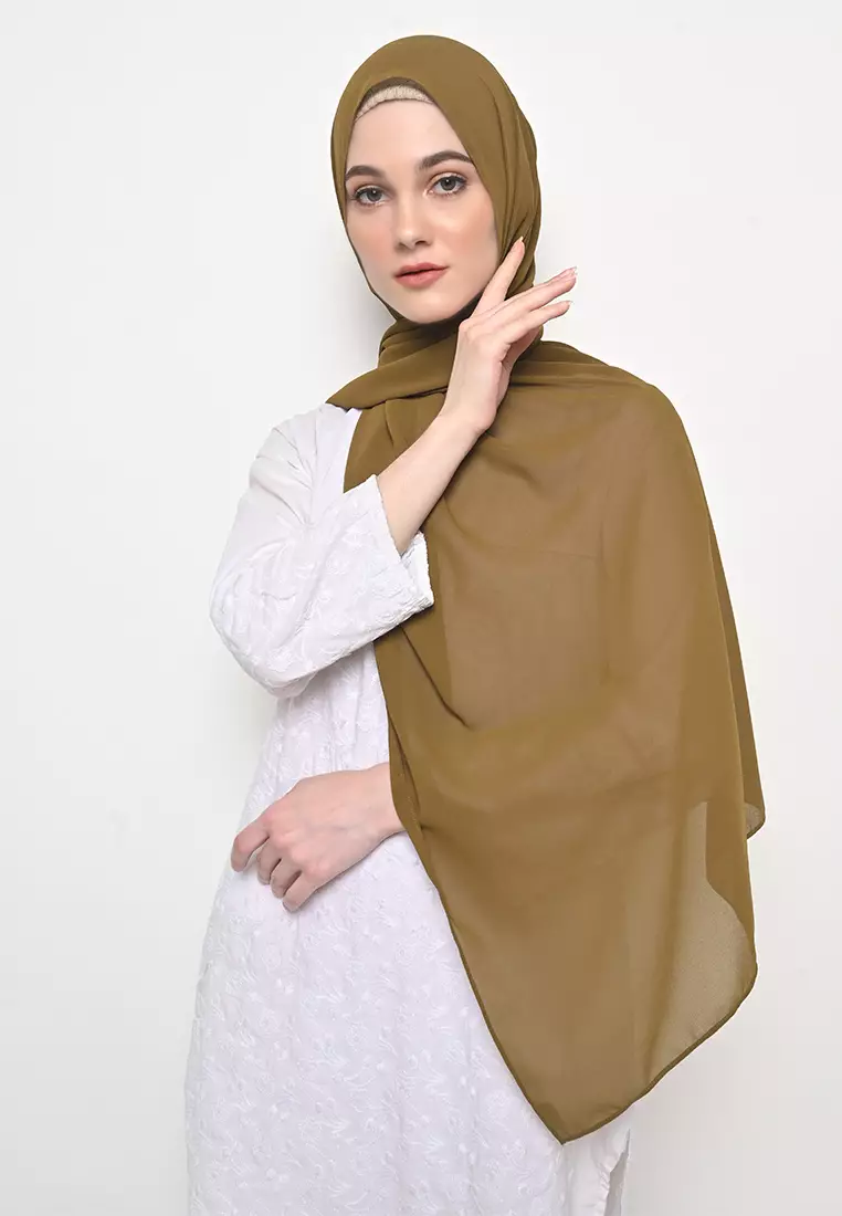 Pasmina  Cerutti Baby Doll Jahit Tepi Olive