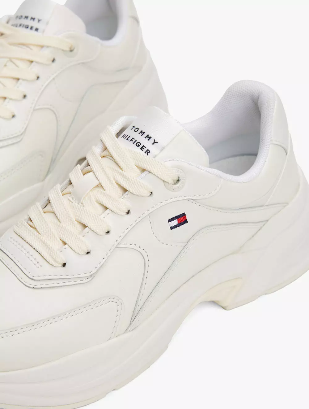 Tommy Hilfiger - Leather Chunky Trainers - Ivory