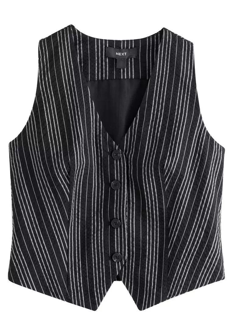 Striped Textured Waistcoat