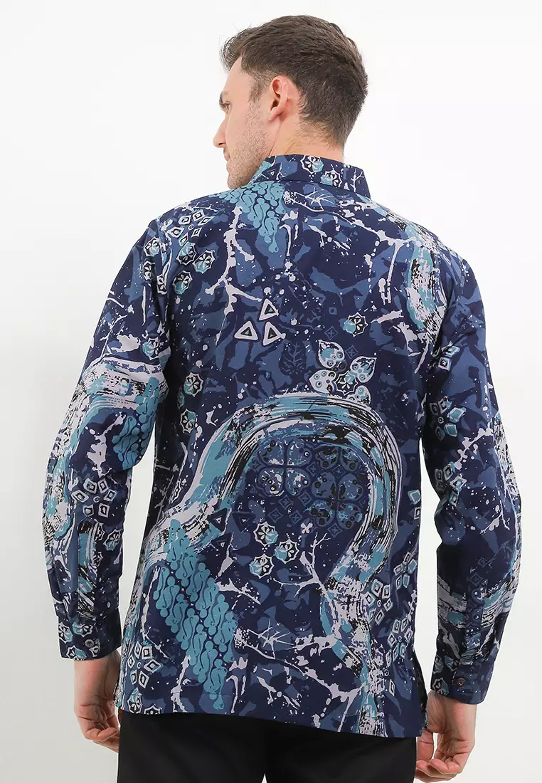 Kemeja Lengan Panjang Pria Reguler Fit Hairiz Blue