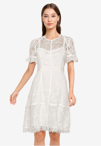 French Connection white Cabrera Lace Mix Dress 81A04AA9C55A22GS_1
