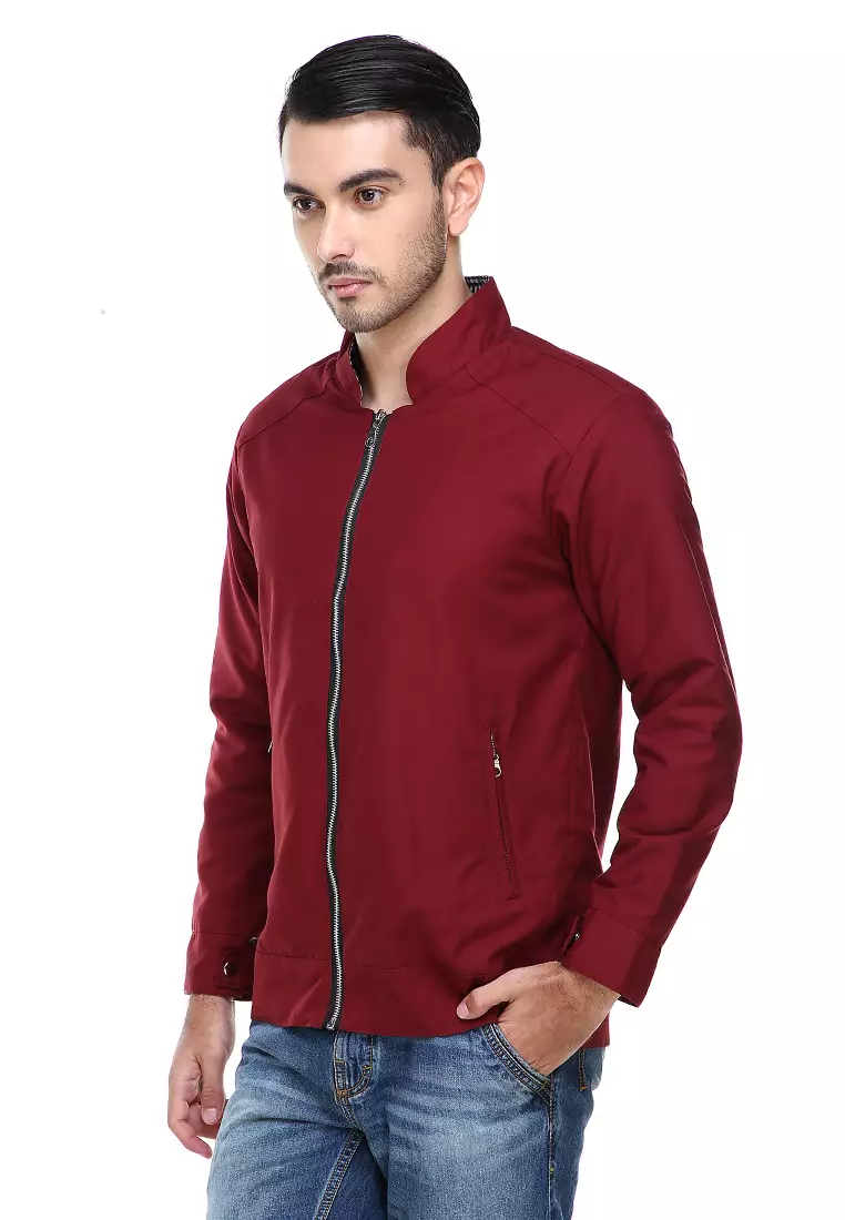 Clover Jas Jaket Casual Pria Slimfit Material American Drill ORIGINAL - Maroon