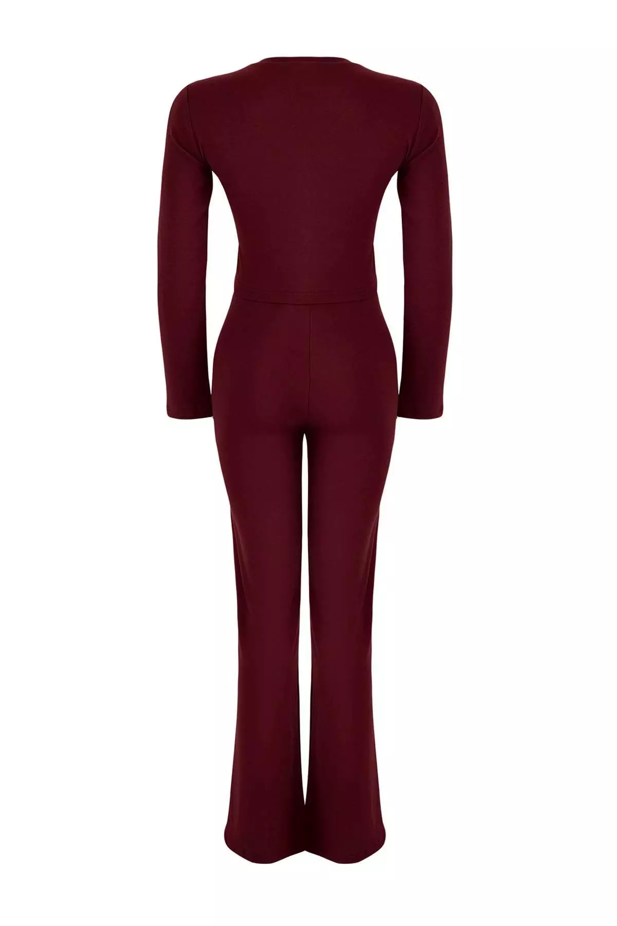 Burgundy Slim/Fitted Stretch Knitted Bottom Top Suit