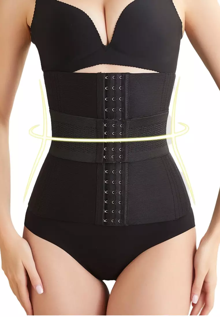 Premium Saloma High-Waisted Shaping & Compression Girdle Body Shaper Shapewear in Black