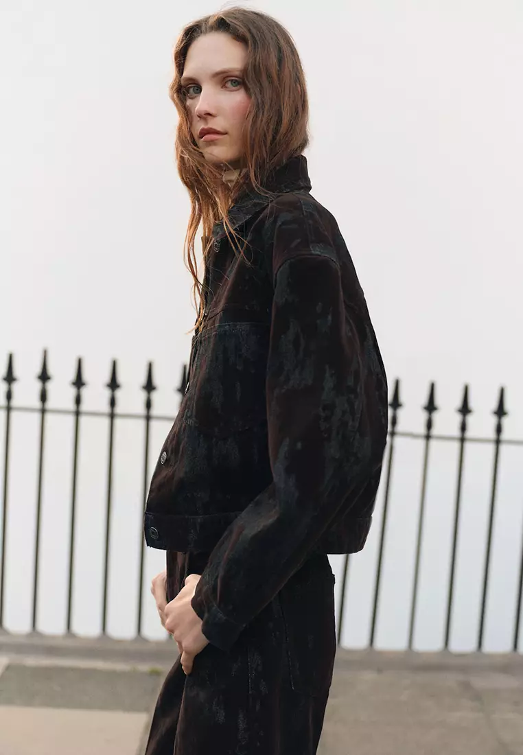 Wide-Leg Devoré Jeans