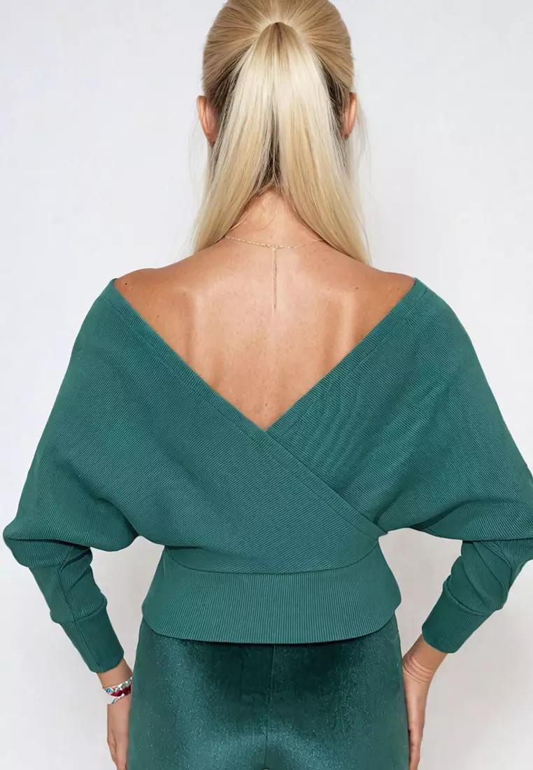 Front Back V-Neck Double Breasted Blouse