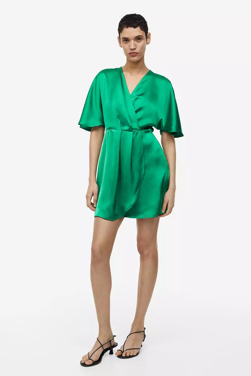 Satin wrap dress h&m cheap