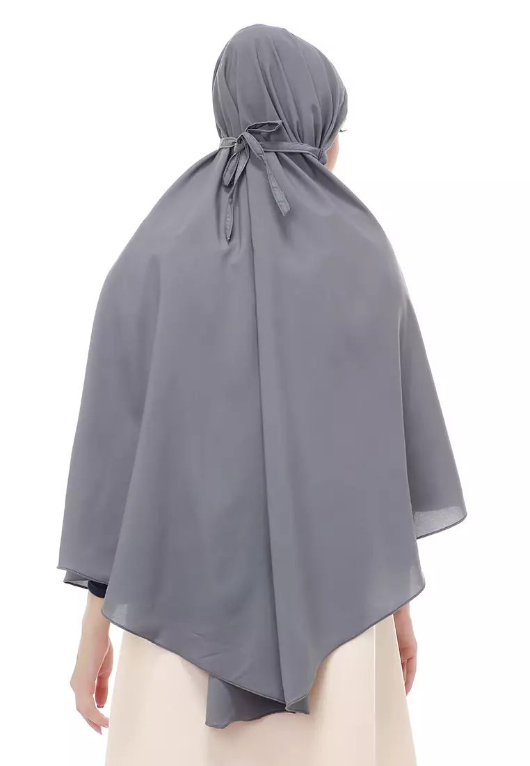 Nindy Jilbab Khimar Bergo Jumbo Motif Polos Relaxed Fit - Grey