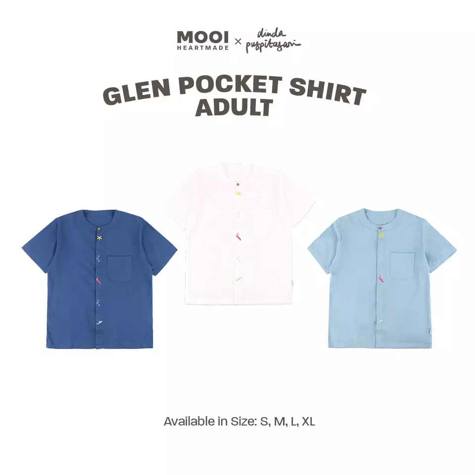Mooi X Dinda Puspitasari Kemeja Dewasa Glen Pocket Shirt Adult - White