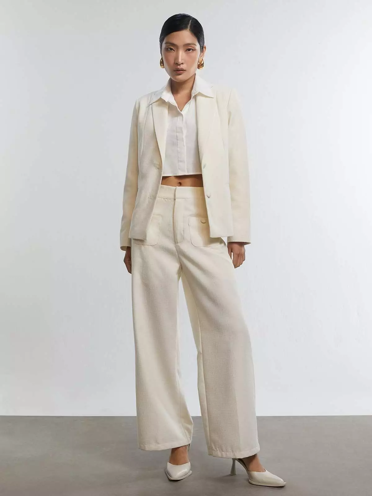 Classic Tweed Blazer - Cream