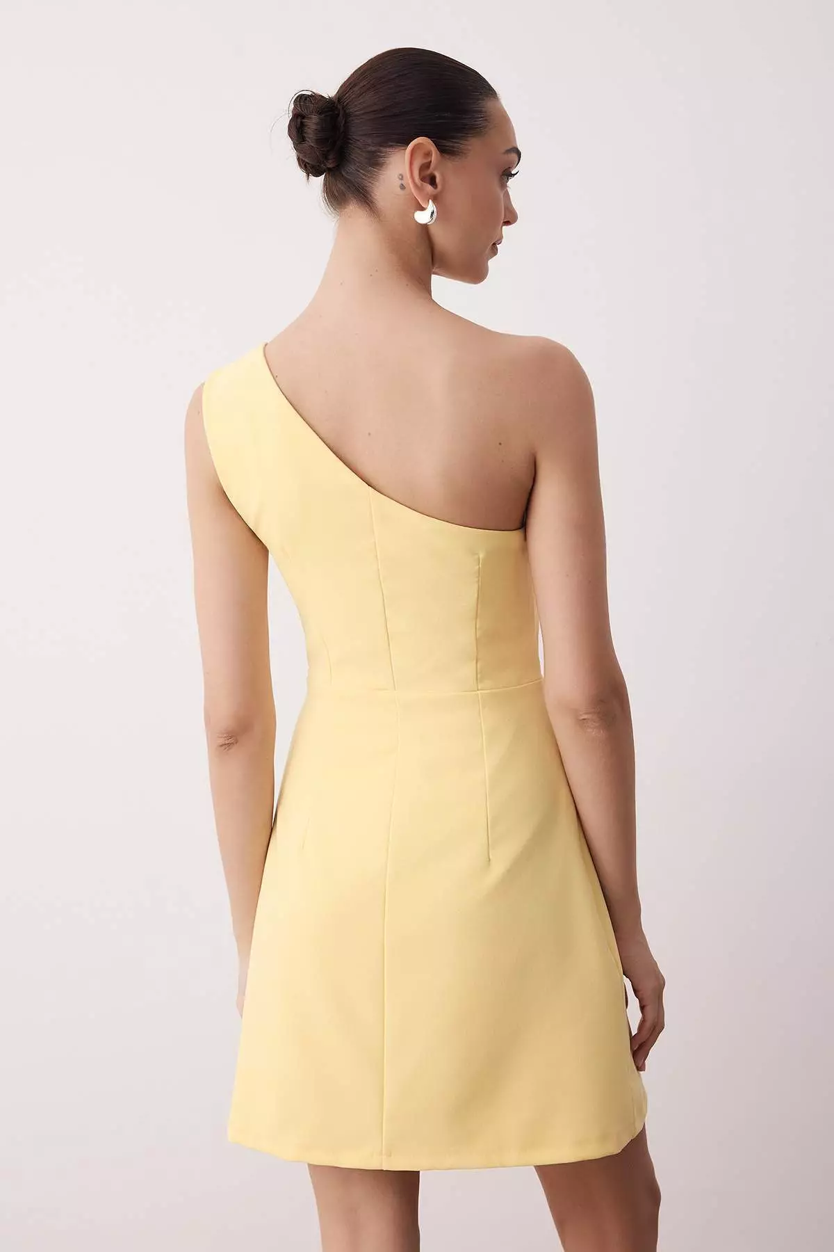 Yellow A-Line Detachable Accessory Detailed Woven Elegant Evening Prom Dress