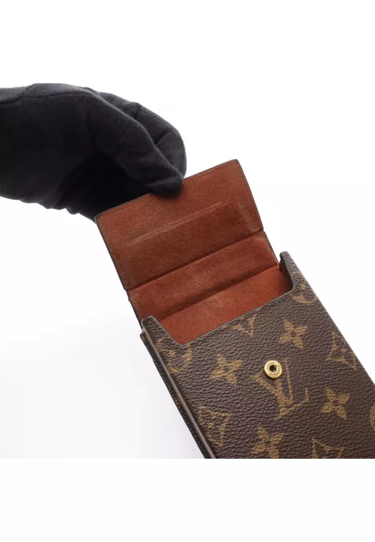 Pre-Loved Louis Vuitton box phone case monogram smartphone case PVC leather Brown