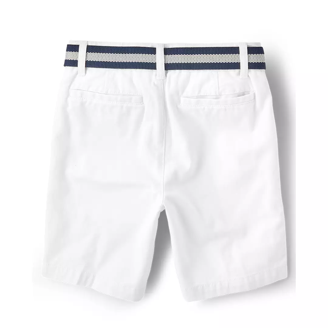 Boys Belted Chino Shorts - Celana Pendek Anak Laki (Putih)