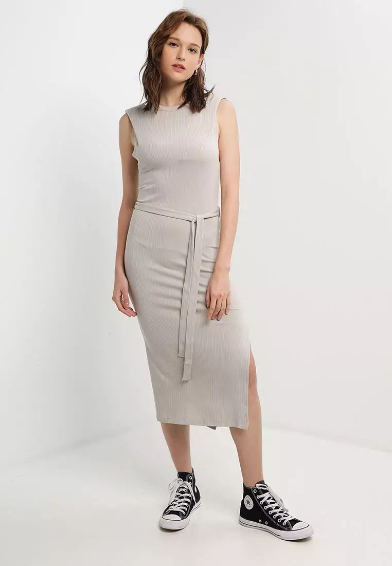 TOPSHOP Shoulder Pad Jersey Midi Column Dress 2024 Buy TOPSHOP