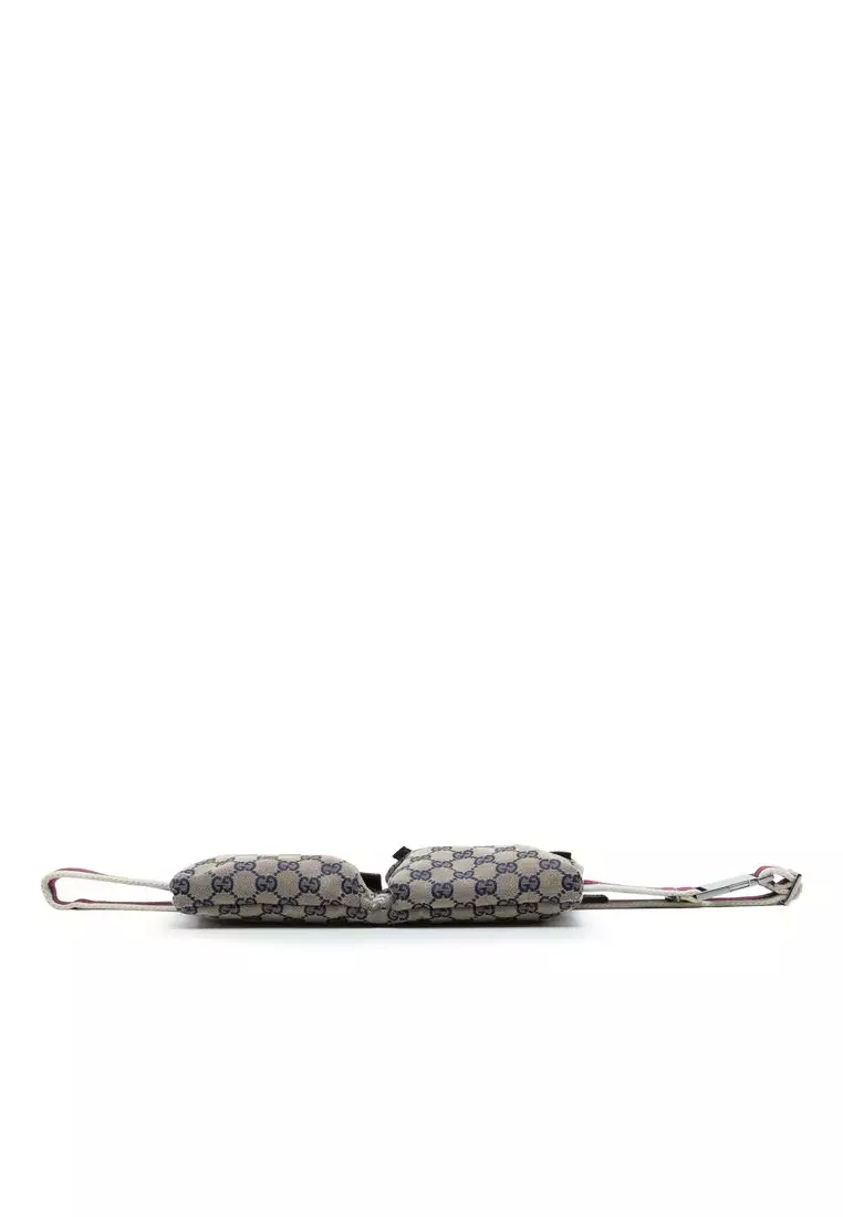 Pre-Loved Gucci Gg Canvas Web Double Pocket Belt Bag