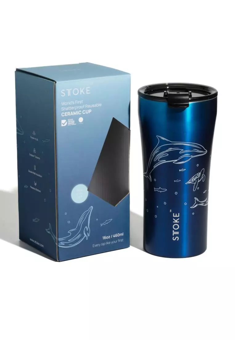 STTOKE Limited Edition Leakproof Ocean Series Insulated Cup 16oz - Dolphin