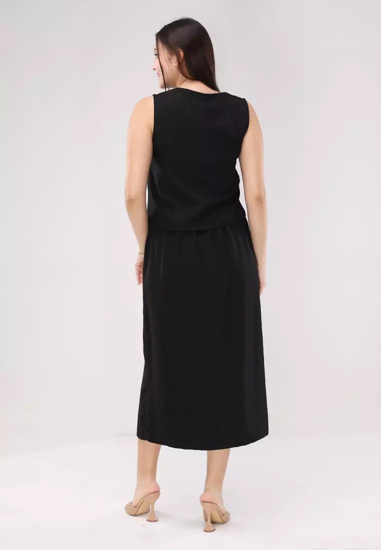 Acid Linen Sleeveless Vest Terno Skirt