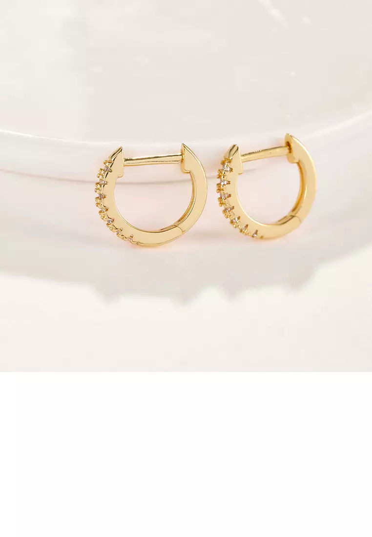 Fashion Simple Plated Gold Geometric Circle Cubic Zircon Stud Earrings