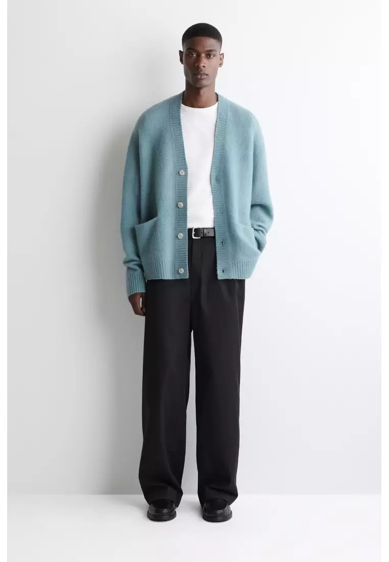 BRUSHED-WOOL V-NECK CARDIGAN