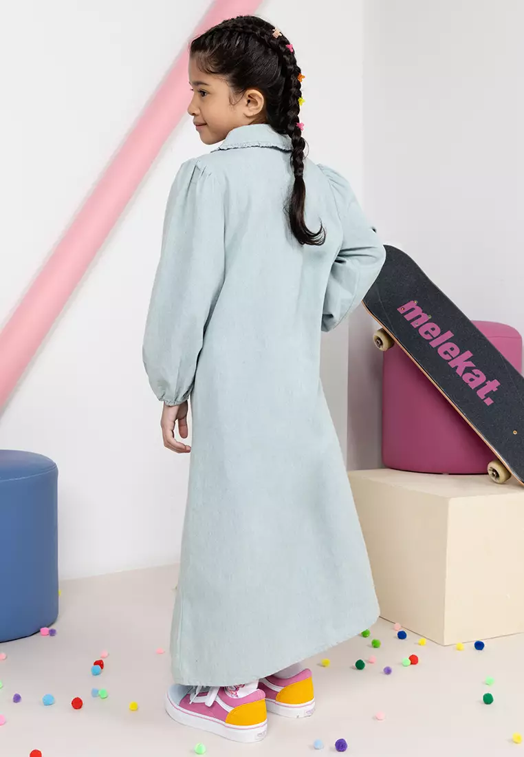Lubna Kids Puff Sleeve Denim Dress 2024, Buy Lubna Kids Online
