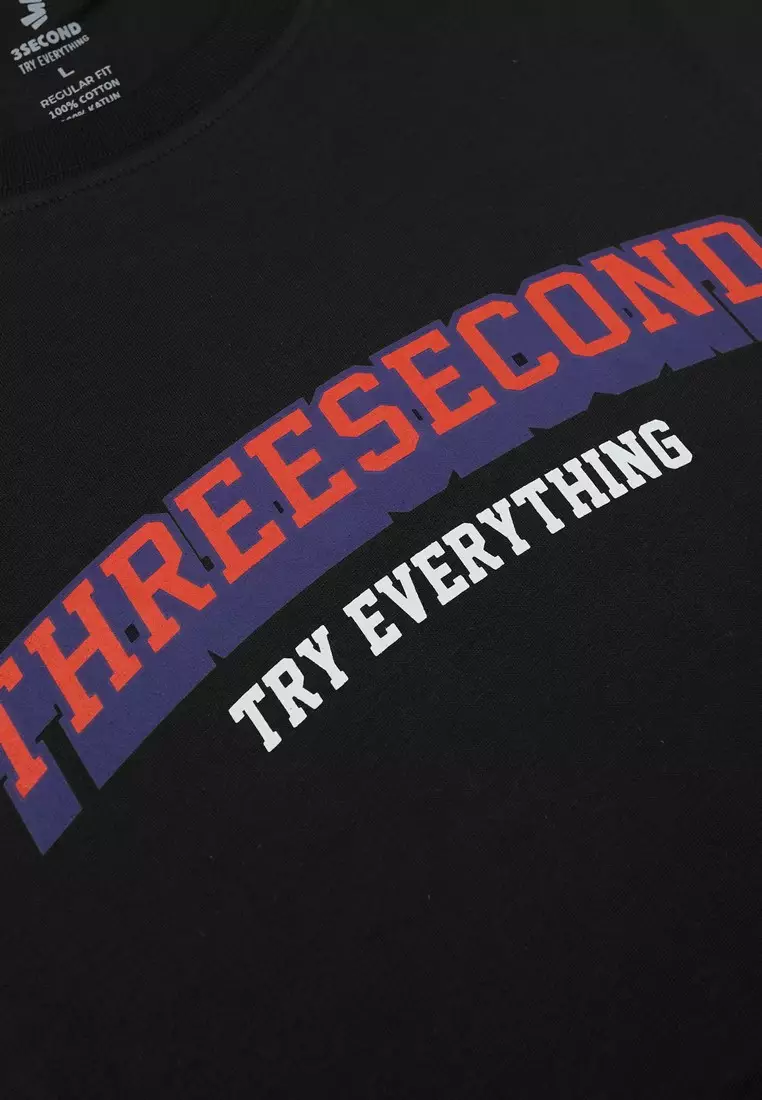 3Second Men's T-Shirt Short Sleeve Regular Fit Cotton Logo Script Meeko C750125