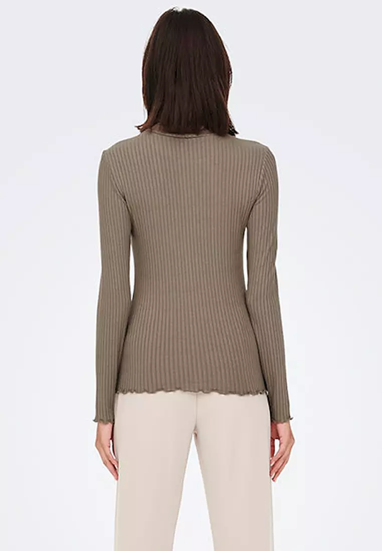 High Neck Rib Blouse