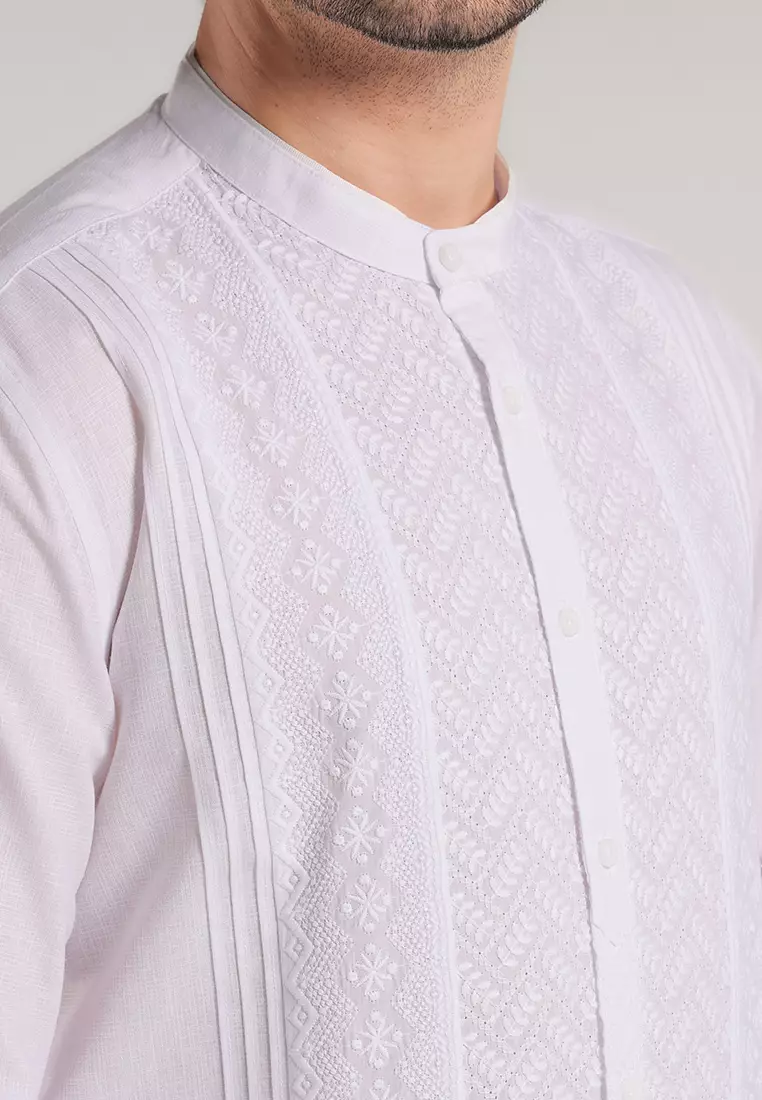 MOC x Habib Jafar Kemeja Koko Lengan Panjang Pria Halim - White