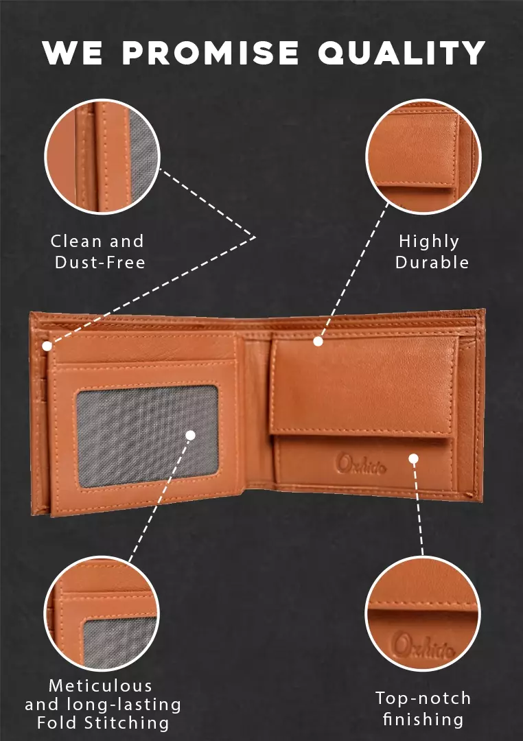 Wallet Men Brown with coin pouch -Bifold Lucky Wallet- Full Grain Leather Wallet with NO HOLE-Brown Wallet -3704 Oxhide