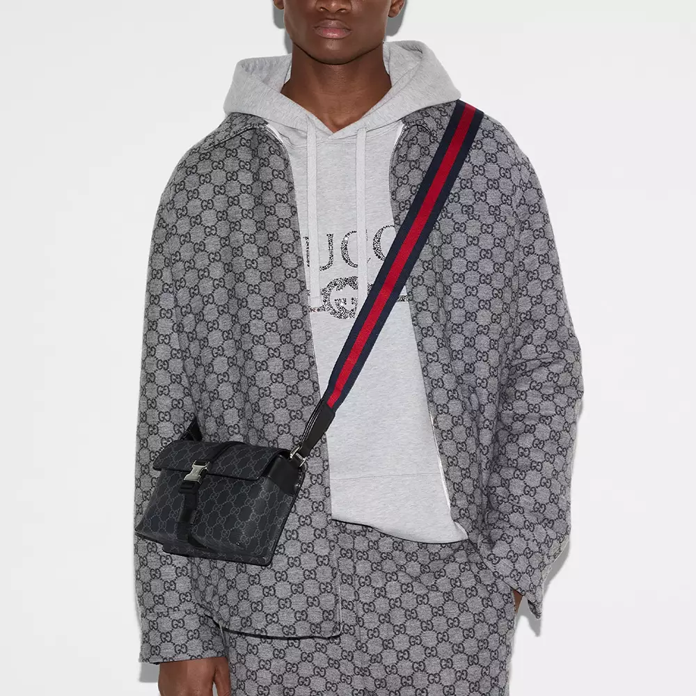 Jual Gucci GG Supreme Canvas Super Mini Messenger Bag Black