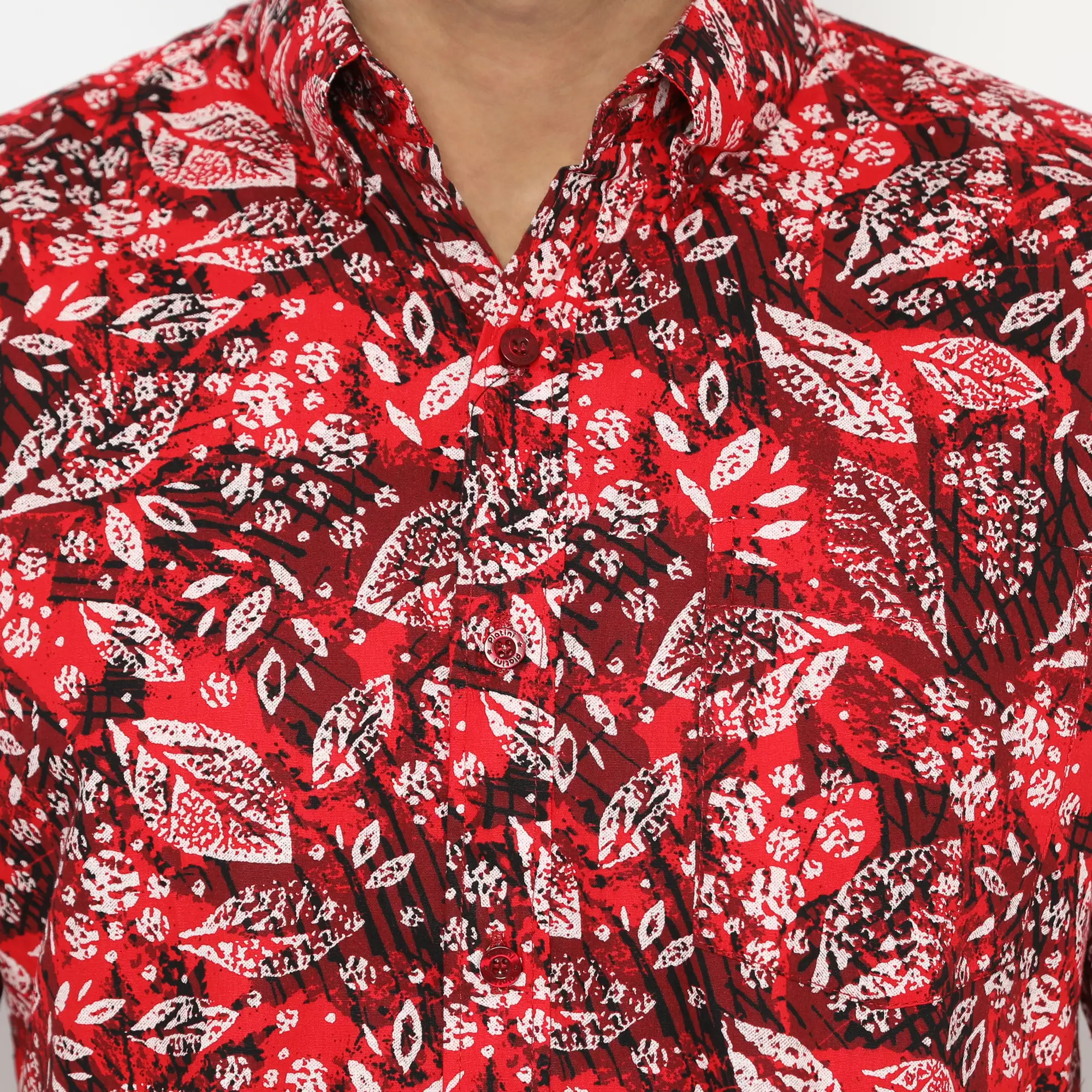 Platini Kemeja Motif Hawai Pria Pendek Katun Merah 132038