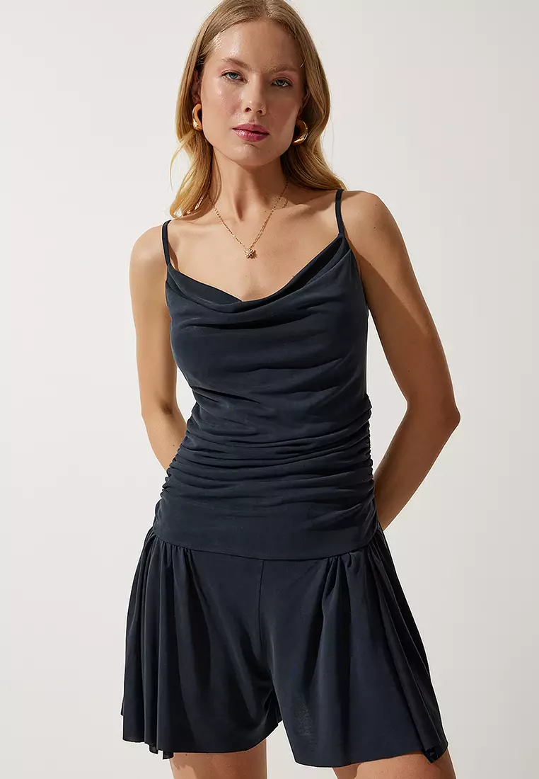 Cotton Cowl Neck Ruched Cami Top