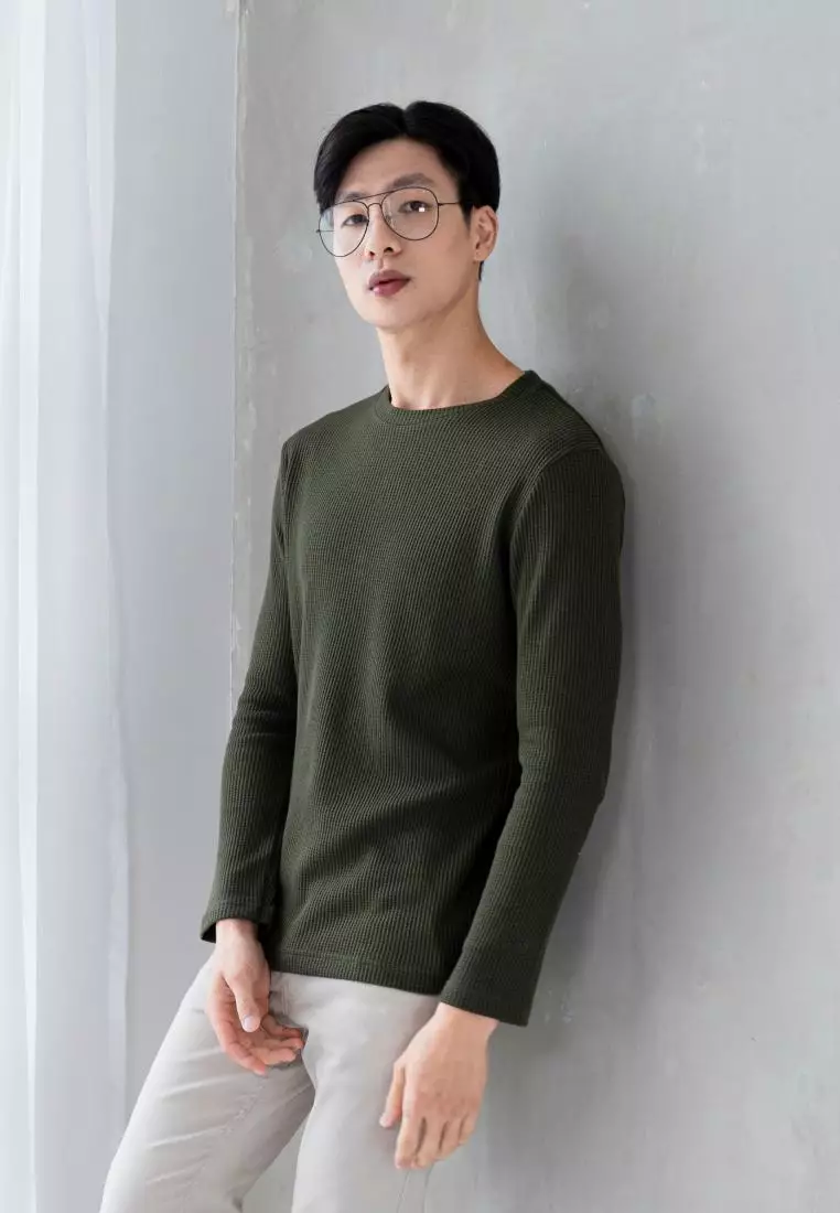 Kale Raffle Army Green Atasan Kaos Unisex Atasan Kaos Pria Hijau Atasan Kaos Kaos Polos Tekstur