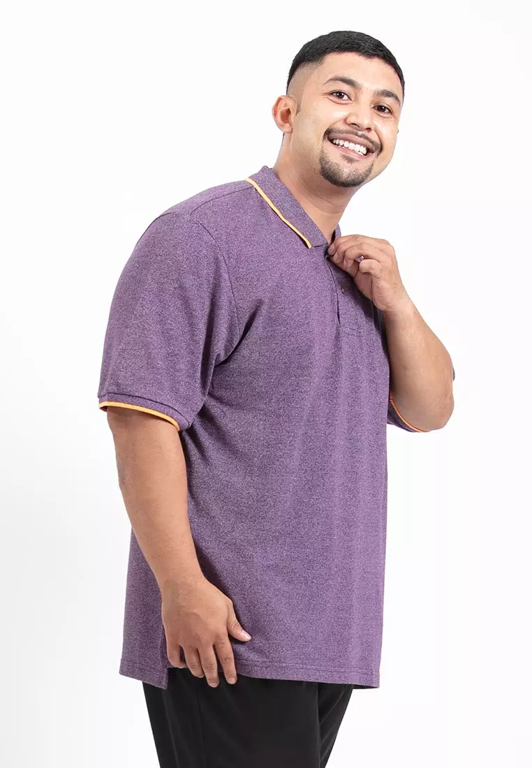Forest Plus Size T Shirt Men Big Size Collar Casual Plain Polo Tee - 23231-70DkPurple