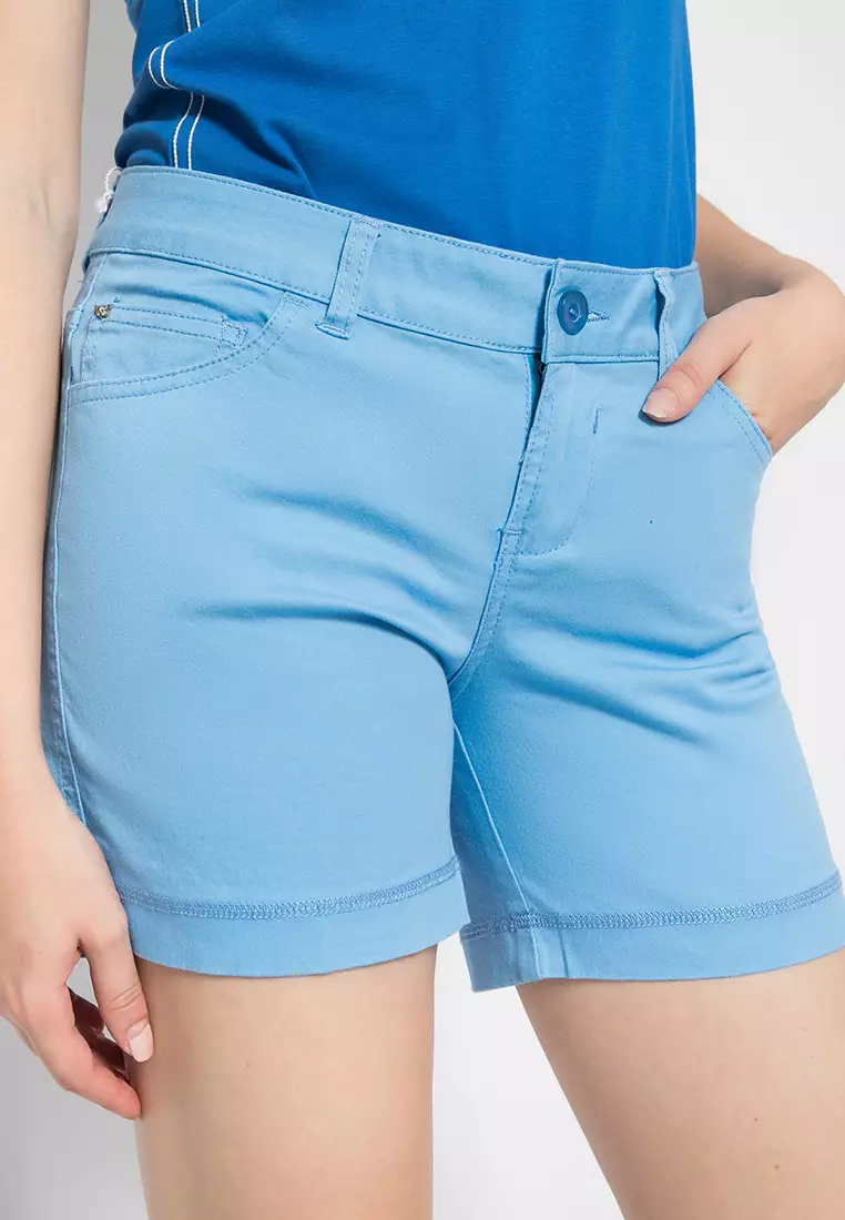LGS Celana Pendek Wanita Polos Biru Slim Fit LLSP.118.682.876.7C