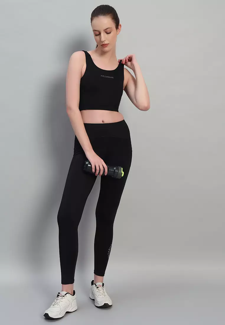 Legging Hitam Lycra Nilon Ultra-Stretch Wanita