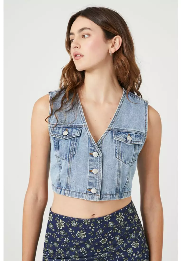 Cropped Denim Vest